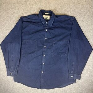 VTG Roglins Denim Shirt XXL Men Blue Cotton Long Sleeve Button Up Workwear